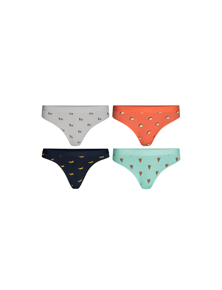 Limited Time Offer Stretch Cotton Mid-Rise Thong 4-Pack | Cotton Adventurous Pack Latest Edition