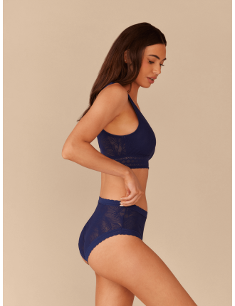 Special Offer All Over Lace High-Waist Brief | Midnight Navy Just In