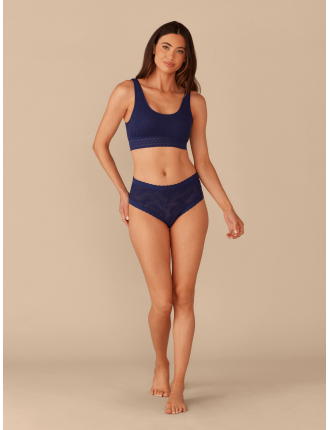 Special Offer All Over Lace High-Waist Brief | Midnight Navy Palm In Stock