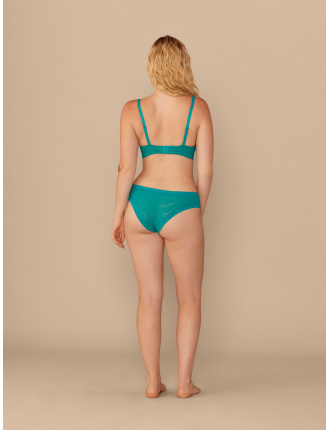 Special Offer All Over Lace Plunge Bralette | Peacock Teal Palm