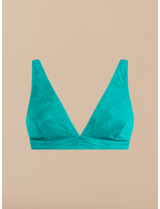 Special Offer All Over Lace Plunge Bralette | Peacock Teal Palm