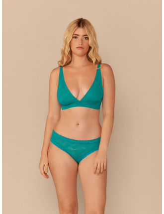 Special Offer All Over Lace Tanga | Peacock Teal Palm Latest Edition