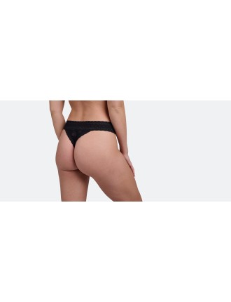 Special Offer All Over Lace Thong | Black Palm Limited Stock